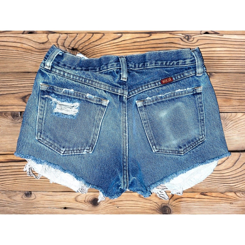 D2 Rustler Handmade Cutoff Denim Jean Shorts Size 29 2 4 Wallet Imp Distress
